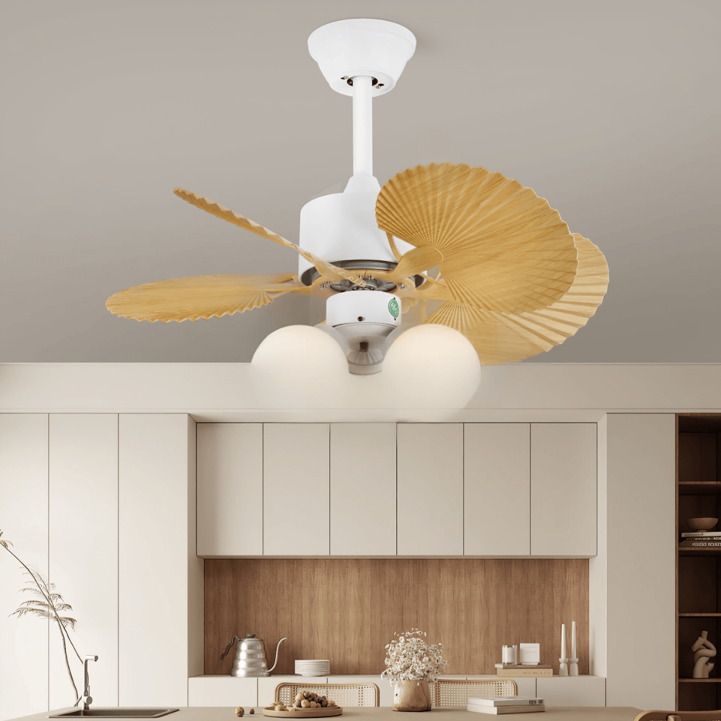 Vintage Plafondventilator Aurelia met Verlichting en Hout – Ø80×30cm 35W LED
