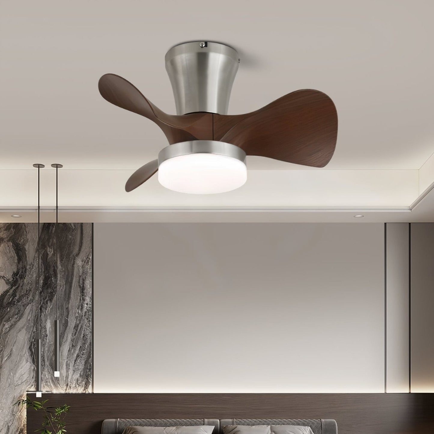 Moderne Plafondventilator met Verlichting en Houten Bladen – 3 Snelheden & Afstandsbediening 55cm
