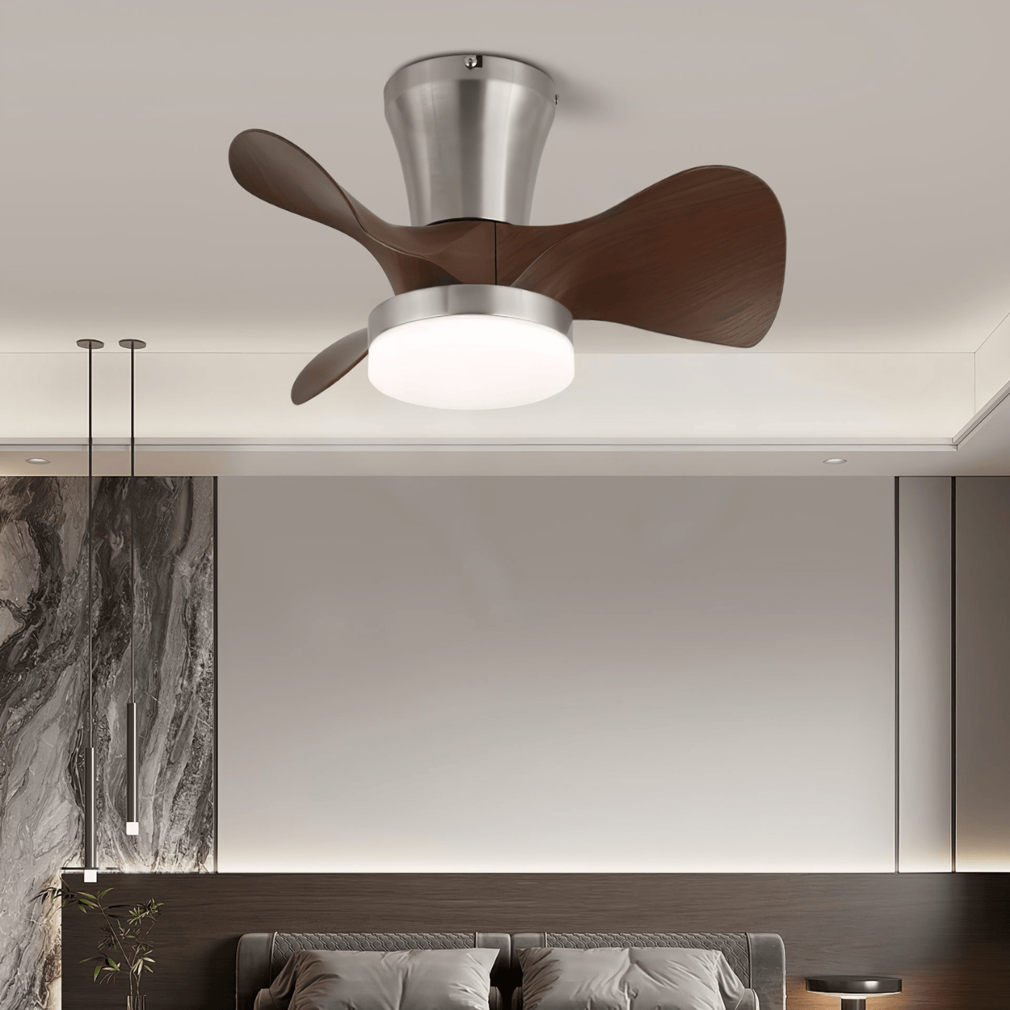 Moderne Plafondventilator met Verlichting en Houten Bladen – 3 Snelheden & Afstandsbediening 55cm