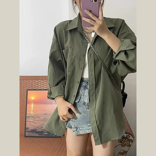 Groene Vrouwelijke Basis Blouse Standaard Model - StudioMarella