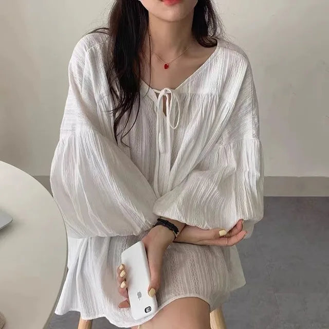 Witte Oversized Blouse voor Vrouw Losse Fit - StudioMarella
