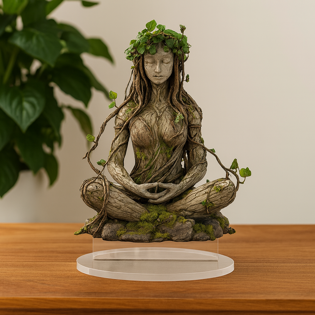 Spirituele Godin Sculptuur Acryl – Meditatieve Woonkamerdecoratie voor Mindfulness – 16.3×20 cm Moderne Kunstfiguur