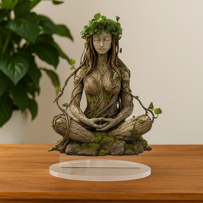 Spirituele Godin Sculptuur Acryl – Meditatieve Woonkamerdecoratie voor Mindfulness – 16.3×20 cm Moderne Kunstfiguur