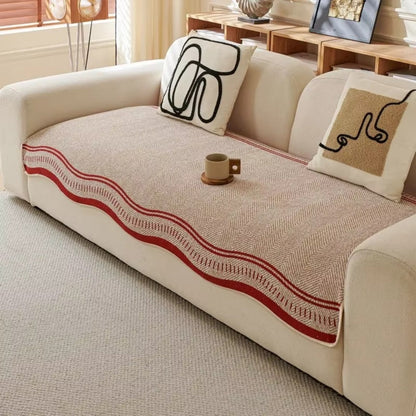 Golvende Antislip Bankhoes - Moderne Bescherming voor Meubels met Decoratieve Golfrand