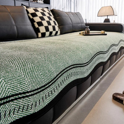 Golvende Antislip Bankhoes - Moderne Bescherming voor Meubels met Decoratieve Golfrand