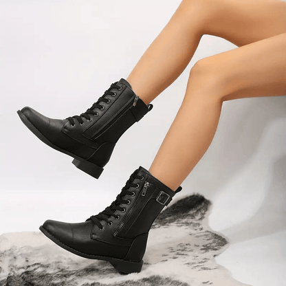 Dames Laarzen Chunky Lage Hak Comfortabel Leer