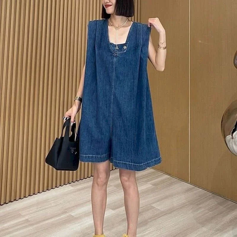 Jumpsuit Wijd Denim Model voor Vrouw