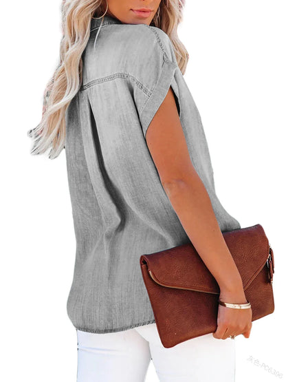 Blouse met Zakken Korte Mouwen voor Vrouw