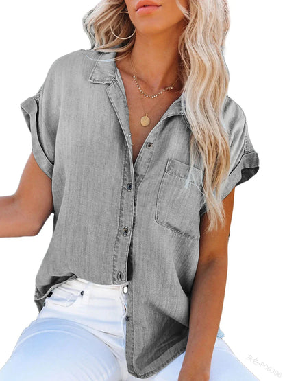 Blouse met Zakken Korte Mouwen voor Vrouw