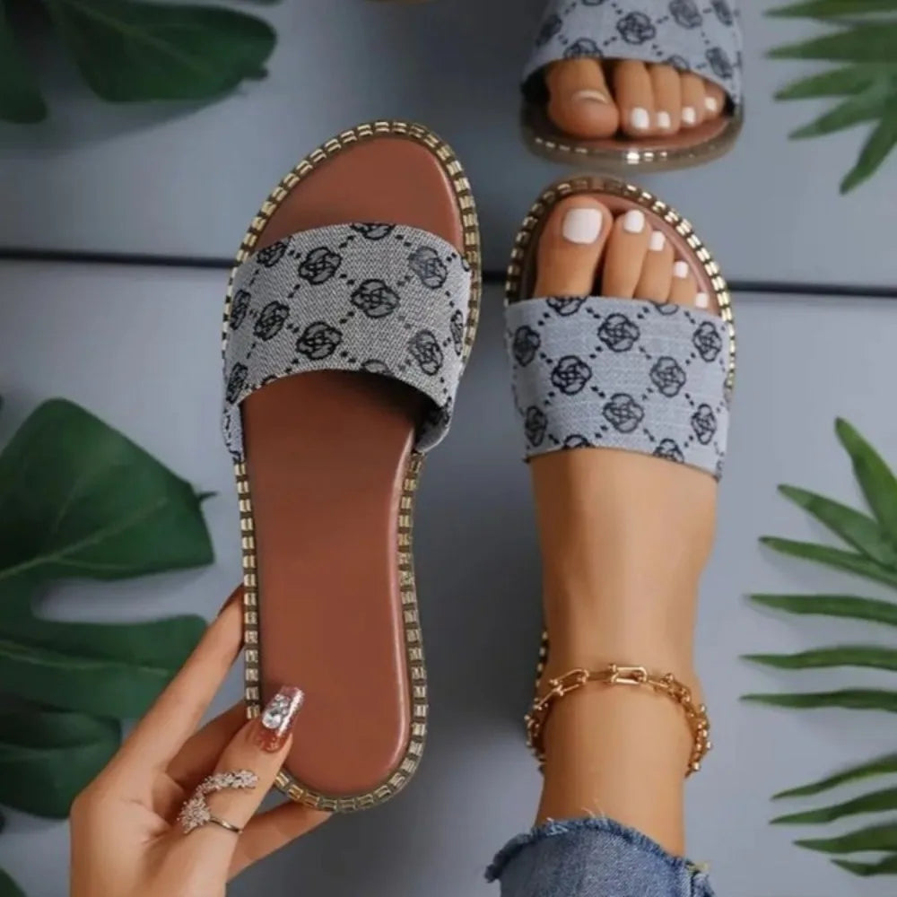 Zomer Slippers Denim Blauw Comfortabel
