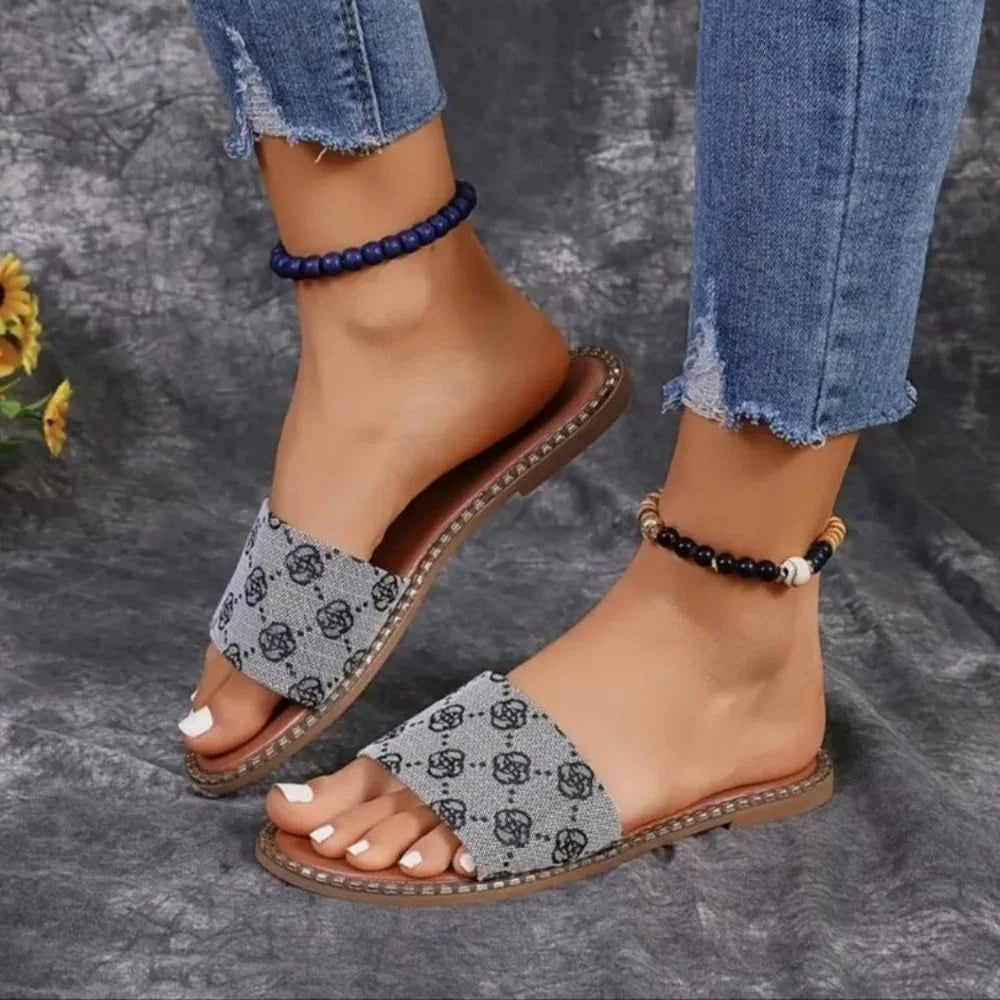 Zomer Slippers Denim Blauw Comfortabel