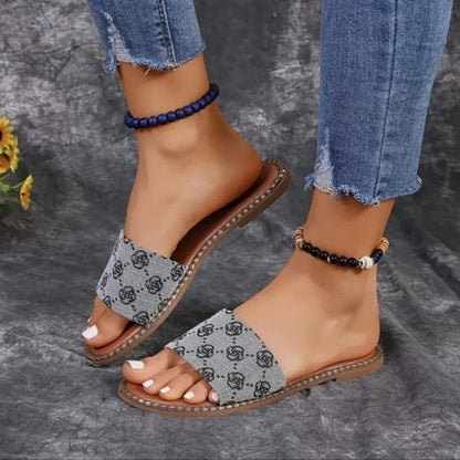 Zomer Slippers Denim Blauw Comfortabel