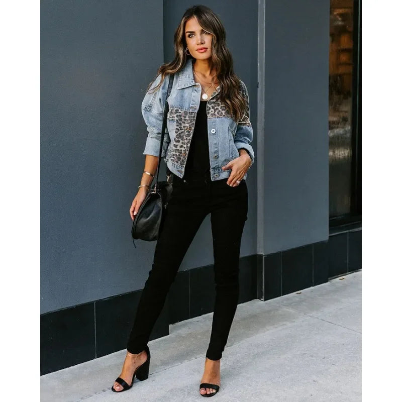 Luipaard Jas Denim Stijlvol Trendy - StudioMarella