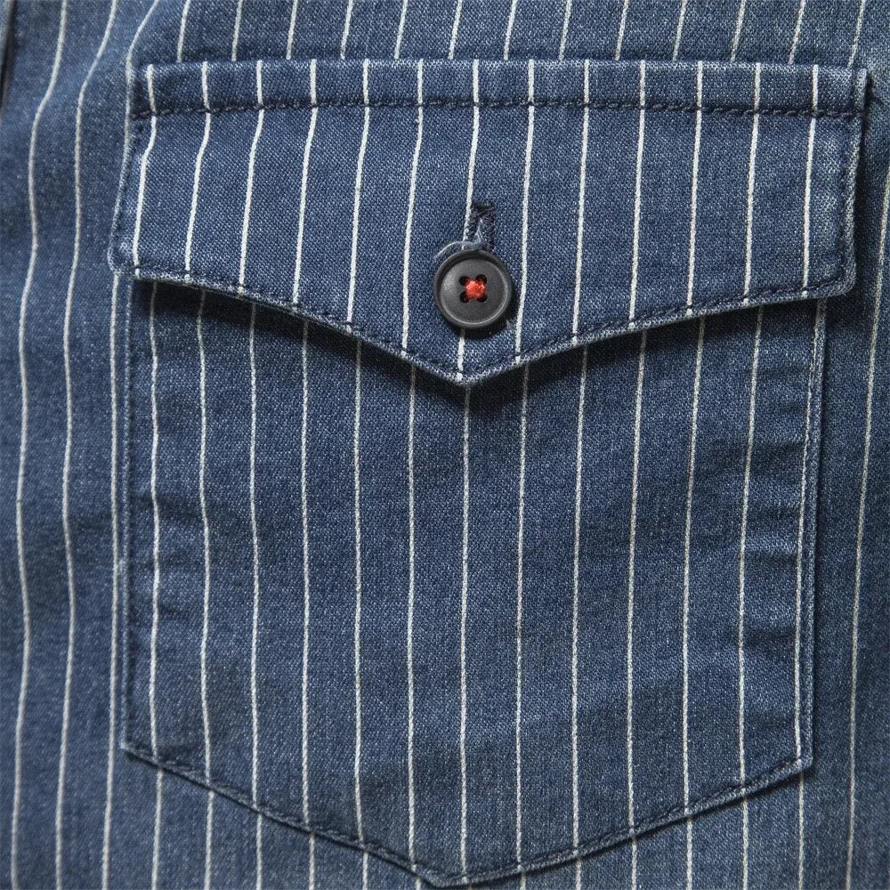 Denim overhemd met gestreept patroon en borstzakken