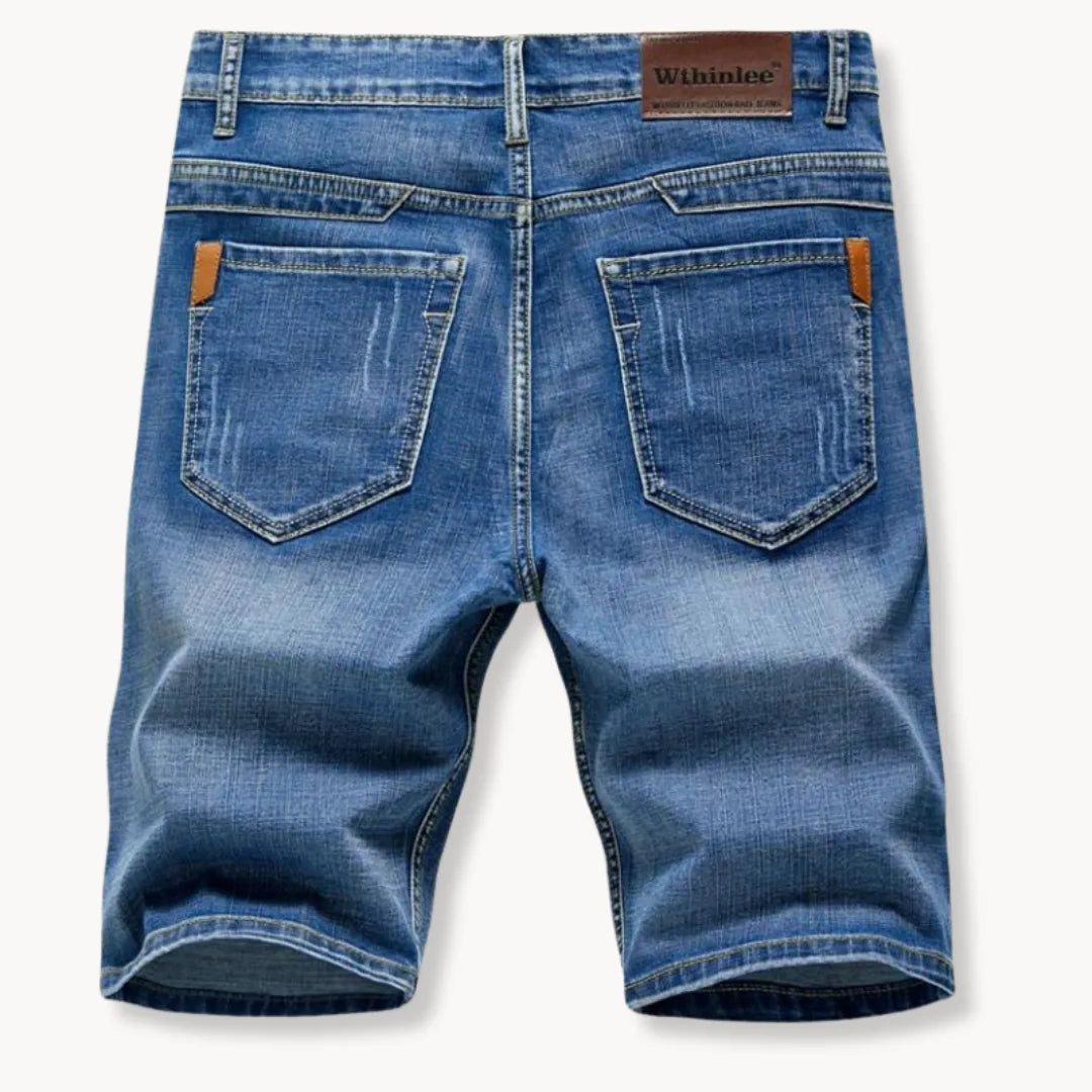 Denim shorts met rits- en knoopsluiting