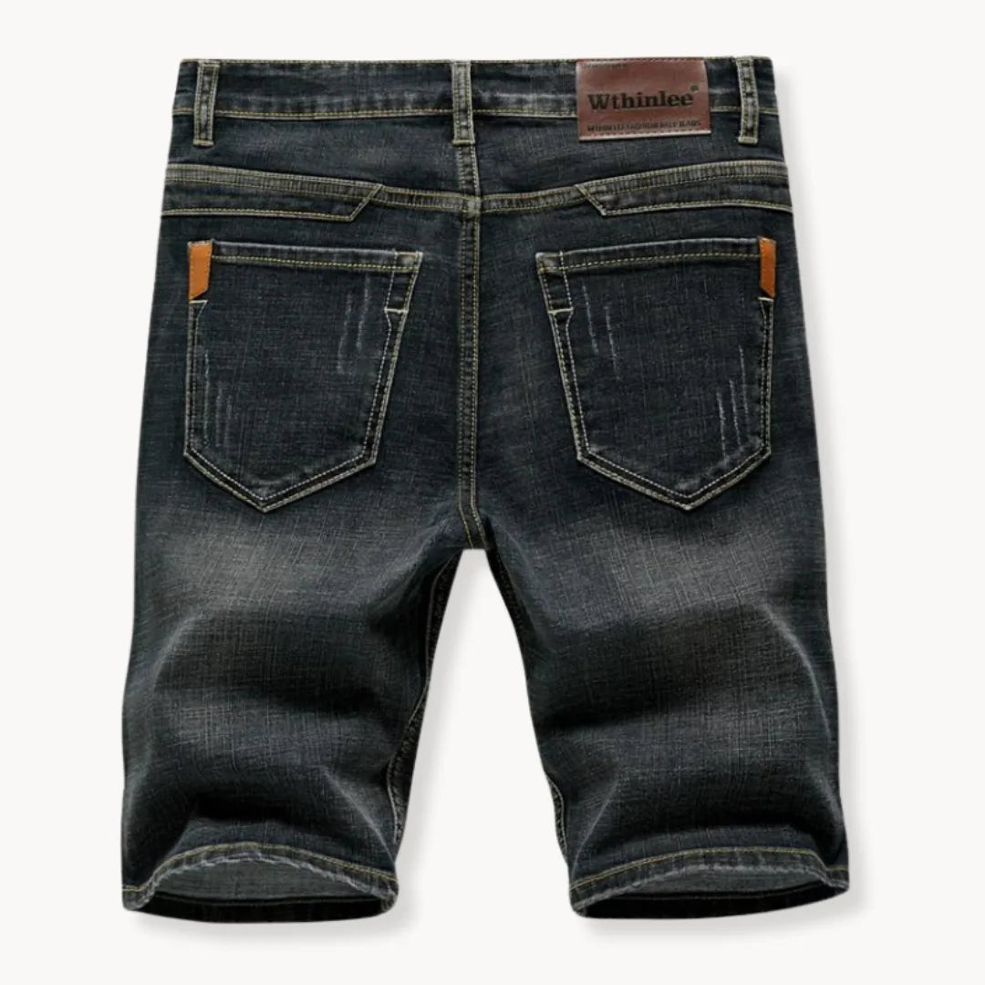 Denim shorts met rits- en knoopsluiting