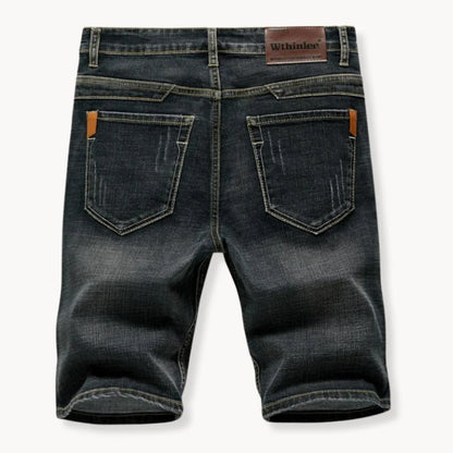 Denim shorts met rits- en knoopsluiting