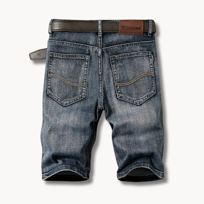 Denim shorts met rits- en knoopsluiting