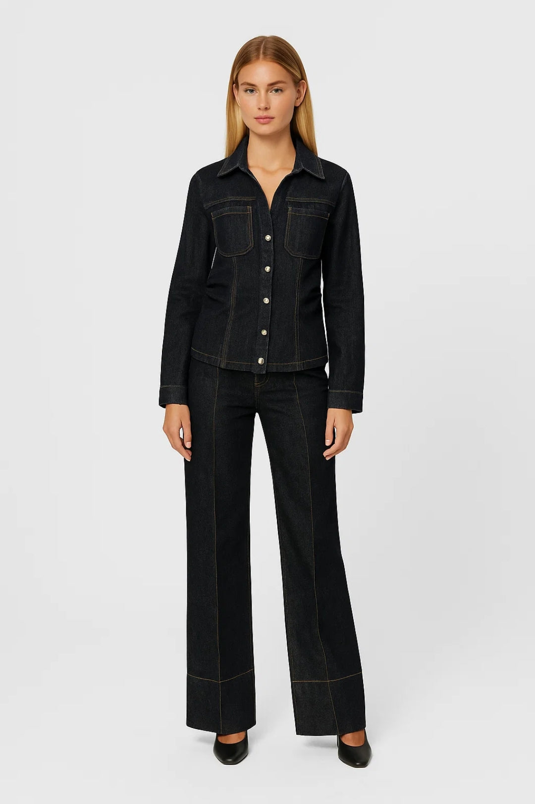 Dames Jeans Set Wide Leg met Overhemd Casual Stijl - StudioMarella