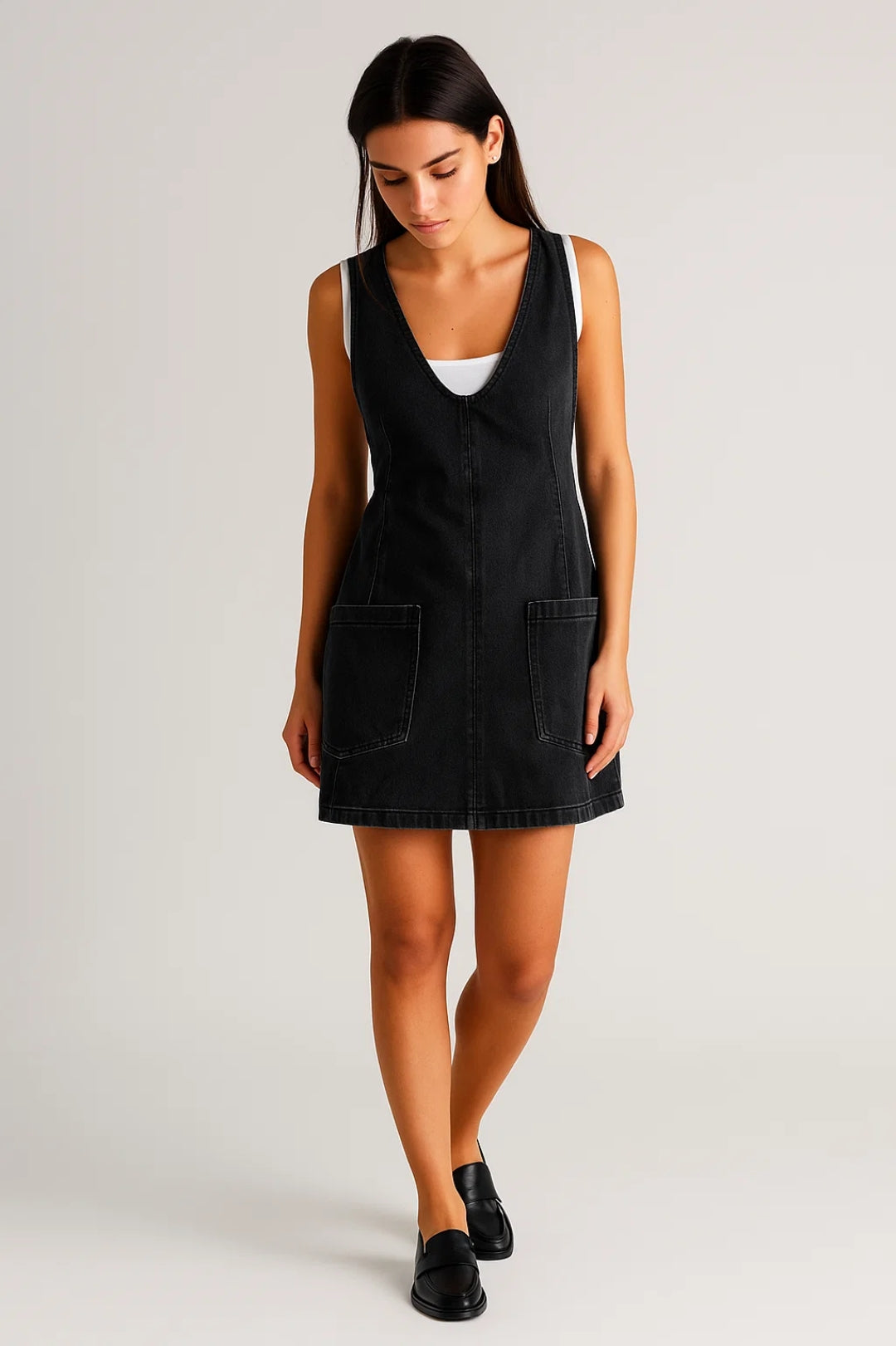 Mouwloze Jurk Dames met V-hals en Zakken Zomerjurk Casual