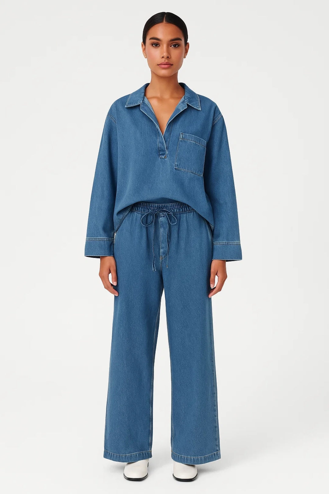 Dames Set - Oversized Blouse en Wijde Broek met Trekkoord Casual - StudioMarella