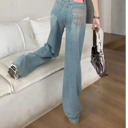 Straight-Leg Jeans Wijde Pijpen Trendy Damenbroek