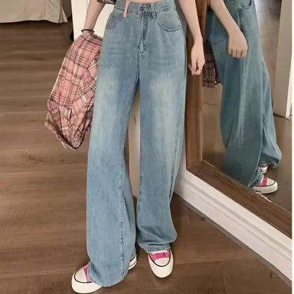 Straight-Leg Jeans Wijde Pijpen Trendy Damenbroek