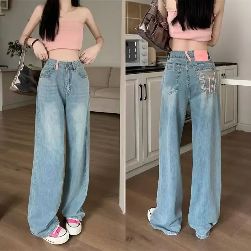 Straight-Leg Jeans Wijde Pijpen Trendy Damenbroek - StudioMarella