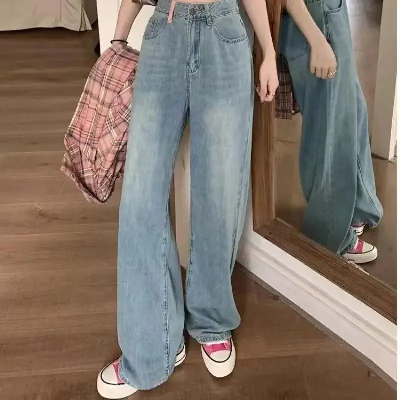 Straight-Leg Jeans Wijde Pijpen Trendy Damenbroek