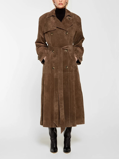 Lederen Trenchcoat Zacht Scamosciato Leer - StudioMarella