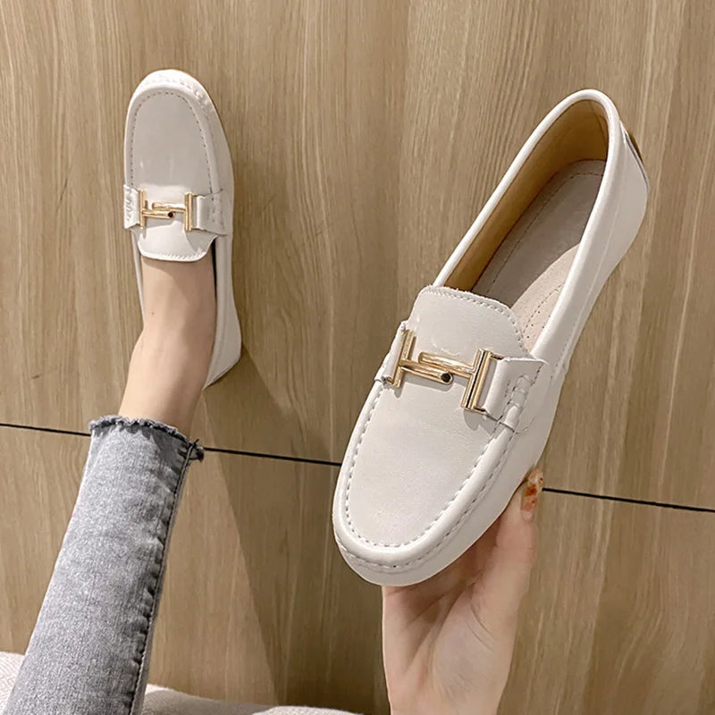 Luxe Leren Vrouwenschoenen Werk Flats Elegant - StudioMarella