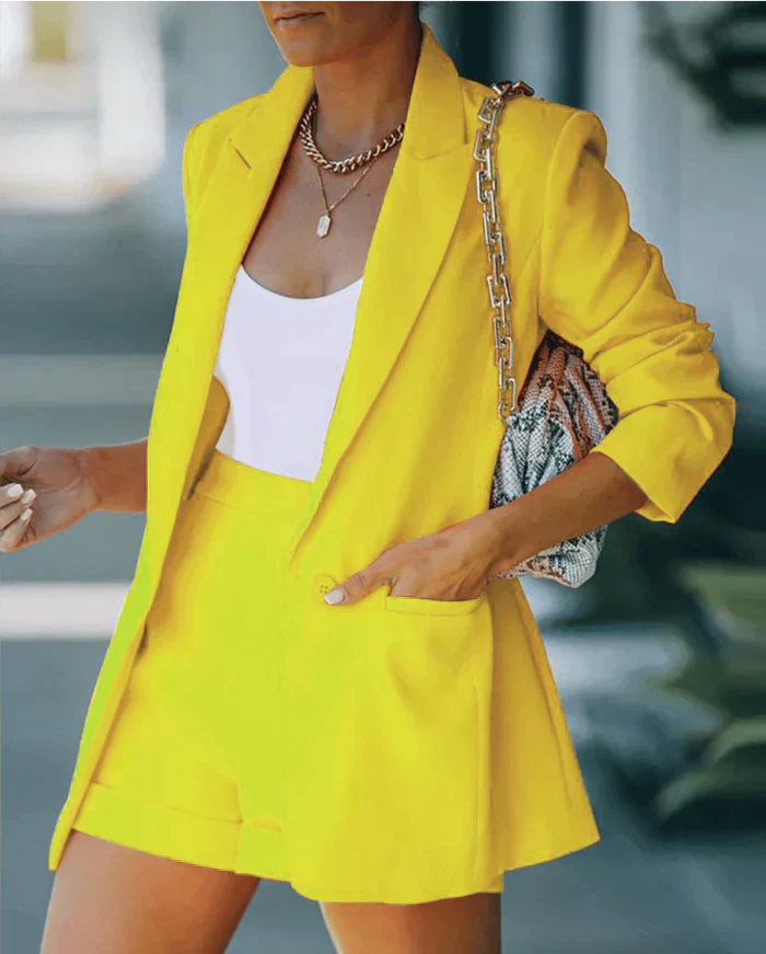 Vrouwelijke Blazer Set Korte Jas Broek