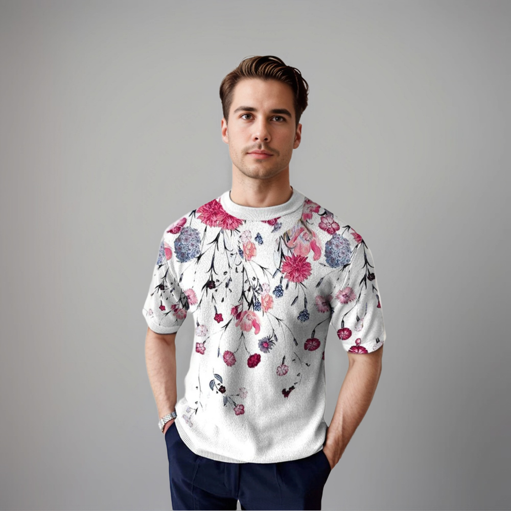 Heren Shirt Korte Mouwen Florale Zomerstijl