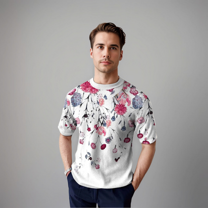 Heren Shirt Korte Mouwen Florale Zomerstijl