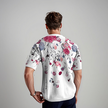 Heren Shirt Korte Mouwen Florale Zomerstijl