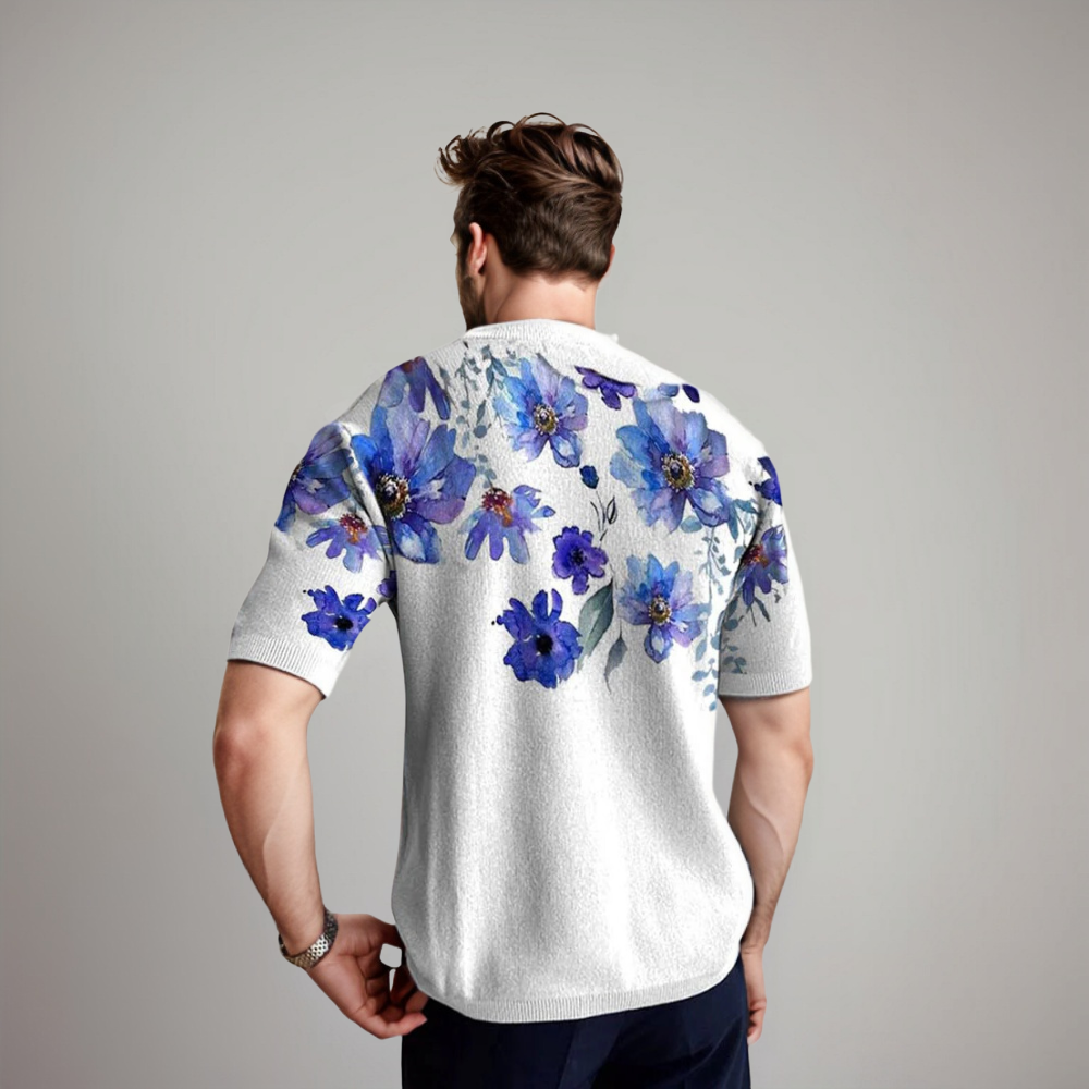Heren Shirt Korte Mouwen Florale Zomerstijl