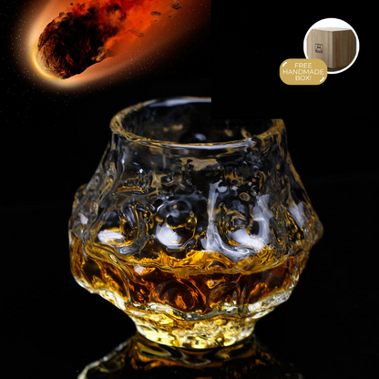 Japans Whiskyglas Handgemaakt Hittebestendig Glas 380ml Meteoor Design voor Premium Whisky Sake Cocktails Spiritualiën Luxe Drinkglas met Houten Kist Geschenkverpakking