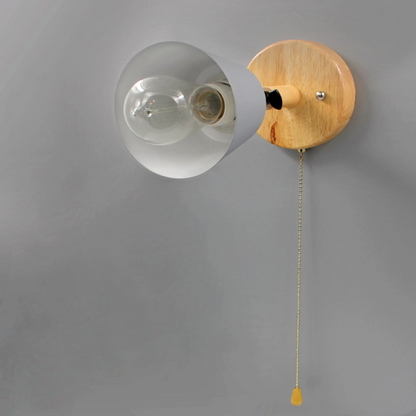 Wandlamp Hout Metaal Trekschakelaar Draaibaar E27 Mid-Century Slaapkamer Woonkamer