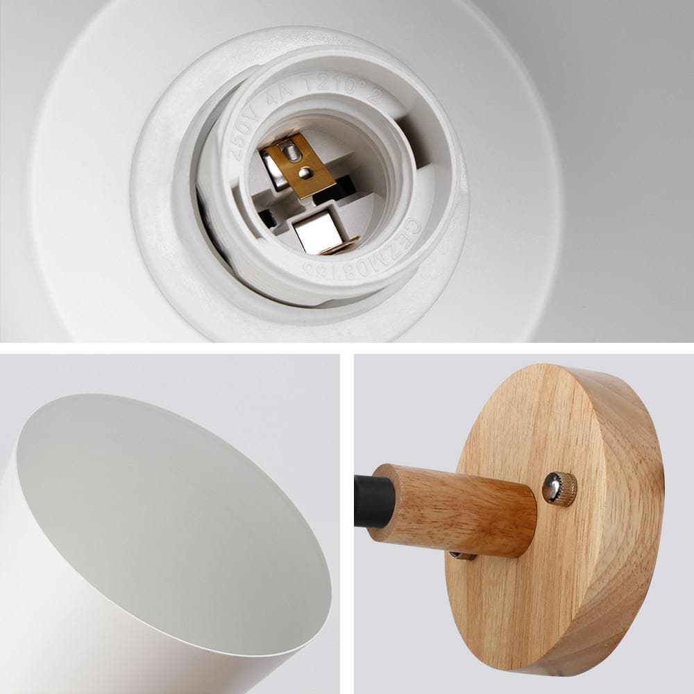 Wandlamp Hout Metaal Trekschakelaar Draaibaar E27 Mid-Century Slaapkamer Woonkamer