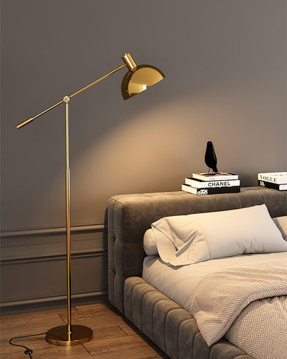 Moderne Staande Lamp met Gouden Arm 88cm | Metalen Design Vloerlamp met Verstelbare Kop | Industriële Staande Leeslamp Woonkamer Slaapkamer