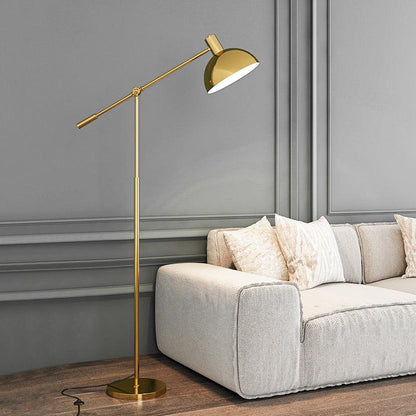 Moderne Staande Lamp met Gouden Arm 88cm | Metalen Design Vloerlamp met Verstelbare Kop | Industriële Staande Leeslamp Woonkamer Slaapkamer