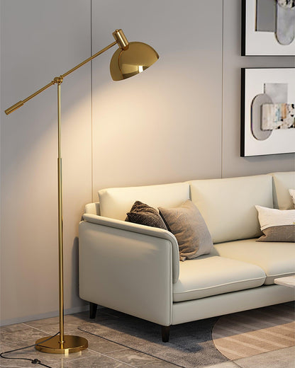 Moderne Staande Lamp met Gouden Arm 88cm | Metalen Design Vloerlamp met Verstelbare Kop | Industriële Staande Leeslamp Woonkamer Slaapkamer