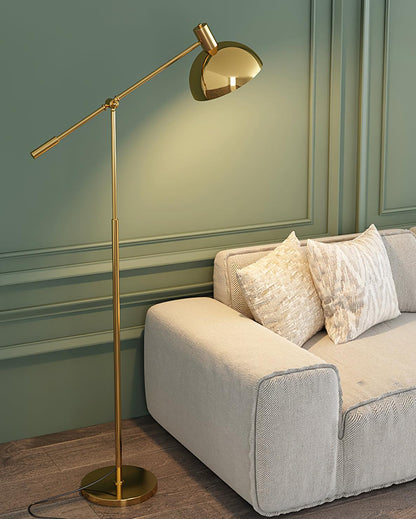 Moderne Staande Lamp met Gouden Arm 88cm | Metalen Design Vloerlamp met Verstelbare Kop | Industriële Staande Leeslamp Woonkamer Slaapkamer