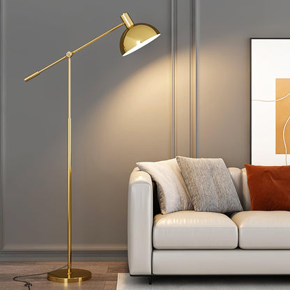 Moderne Staande Lamp met Gouden Arm 88cm | Metalen Design Vloerlamp met Verstelbare Kop | Industriële Staande Leeslamp Woonkamer Slaapkamer