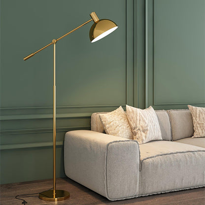 Moderne Staande Lamp met Gouden Arm 88cm | Metalen Design Vloerlamp met Verstelbare Kop | Industriële Staande Leeslamp Woonkamer Slaapkamer