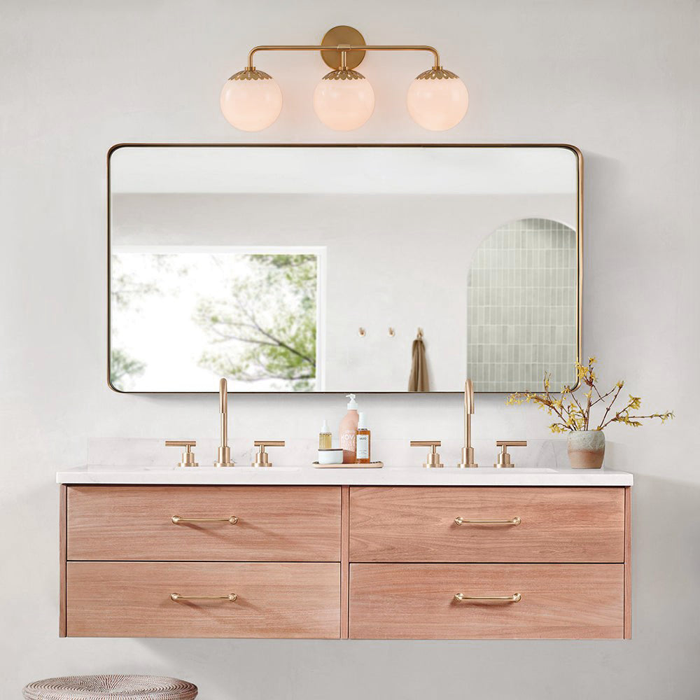 Art Deco Wandlamp met Bloemkap en Glazen Bol – Design Wandverlichting in Messing, Zwart of Nikkel voor Woonkamer en Badkamer