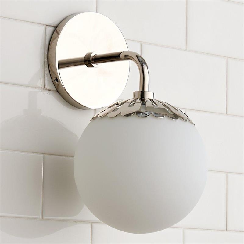 Art Deco Wandlamp met Bloemkap en Glazen Bol – Design Wandverlichting in Messing, Zwart of Nikkel voor Woonkamer en Badkamer