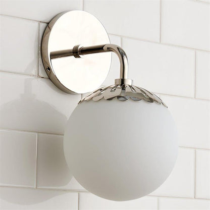 Art Deco Wandlamp met Bloemkap en Glazen Bol – Design Wandverlichting in Messing, Zwart of Nikkel voor Woonkamer en Badkamer