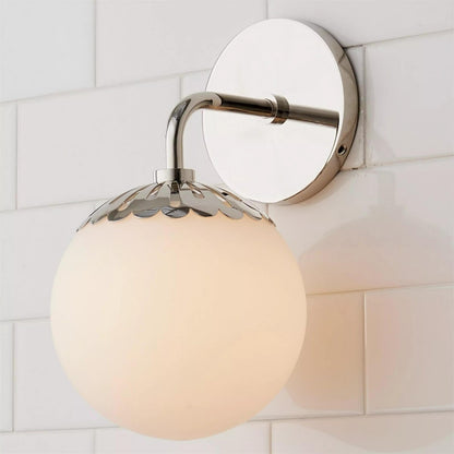 Art Deco Wandlamp met Bloemkap en Glazen Bol – Design Wandverlichting in Messing, Zwart of Nikkel voor Woonkamer en Badkamer