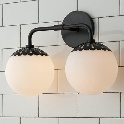 Art Deco Wandlamp met Bloemkap en Glazen Bol – Design Wandverlichting in Messing, Zwart of Nikkel voor Woonkamer en Badkamer